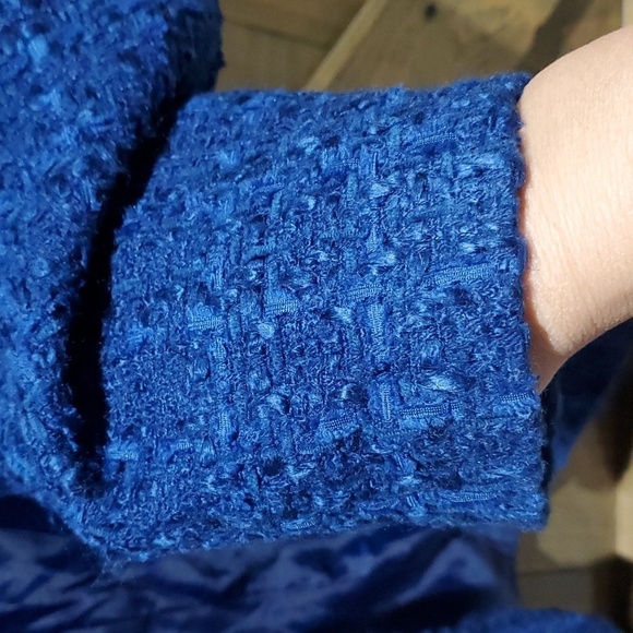 VINTAGE GIANCARLO FERRARI BLUE TWEED BLAZER W GOLD CHAINS SIZE 8 OLD MONEY - Picture 7 of 10